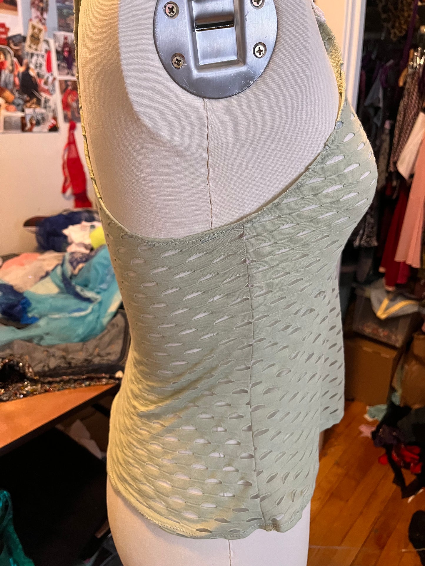 RTS Jill Tank (Green mesh with white lace) (sz L)