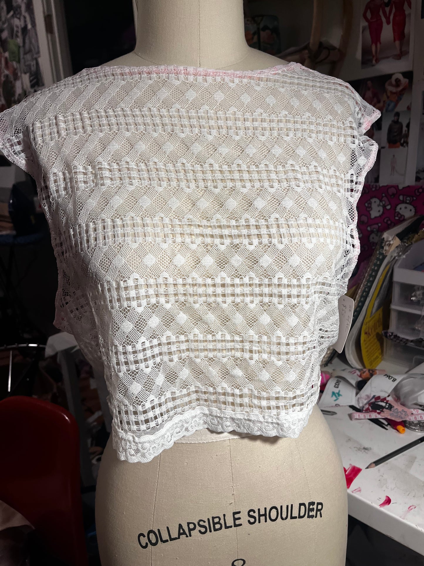 RTS Lily Top (white lace) (sz L)