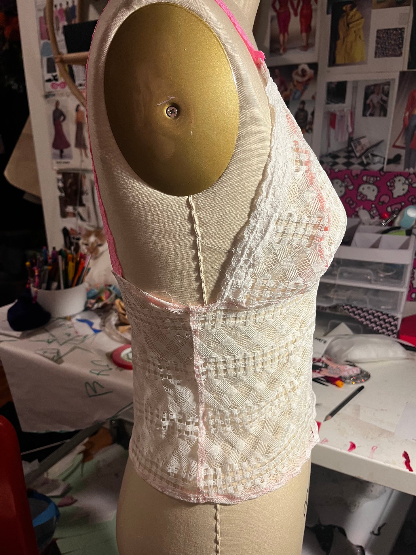 RTS Celeste Top (pink and white) (size s/m)