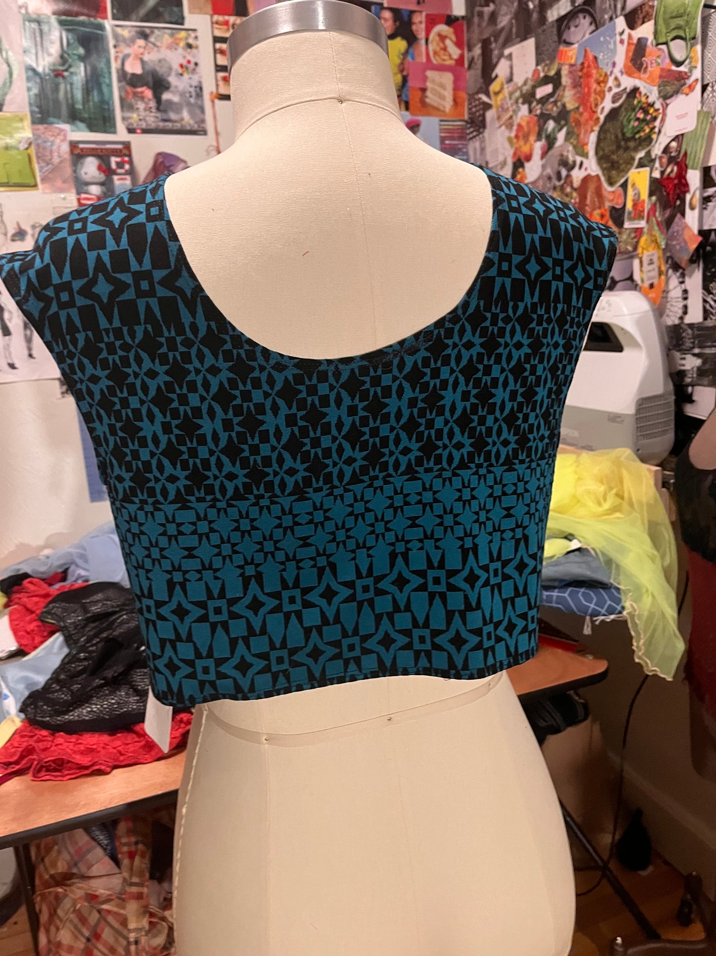 RTS Lily Top (black and teal, sz M/L)