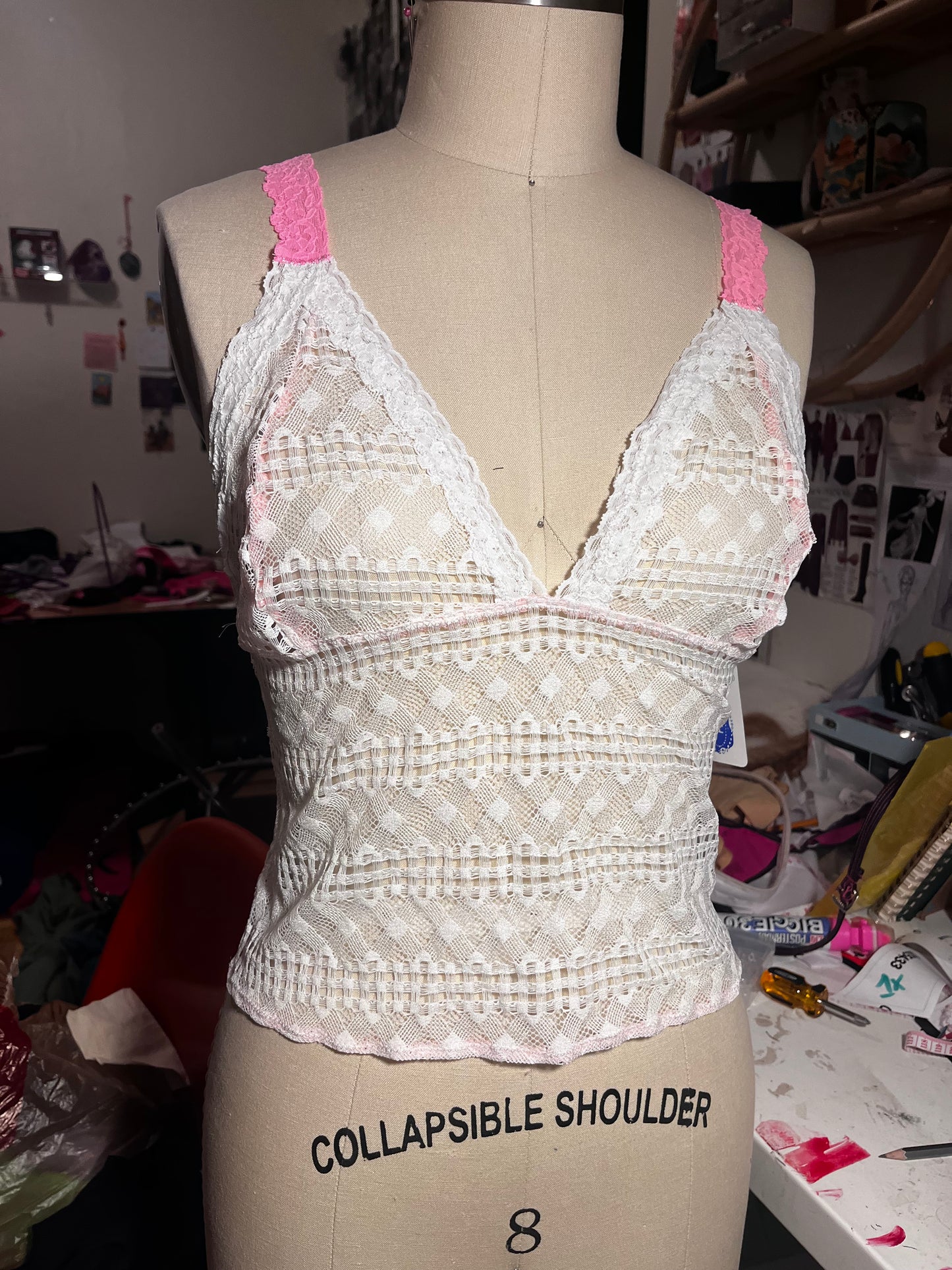 RTS Celeste Top (pink and white) (size s/m)