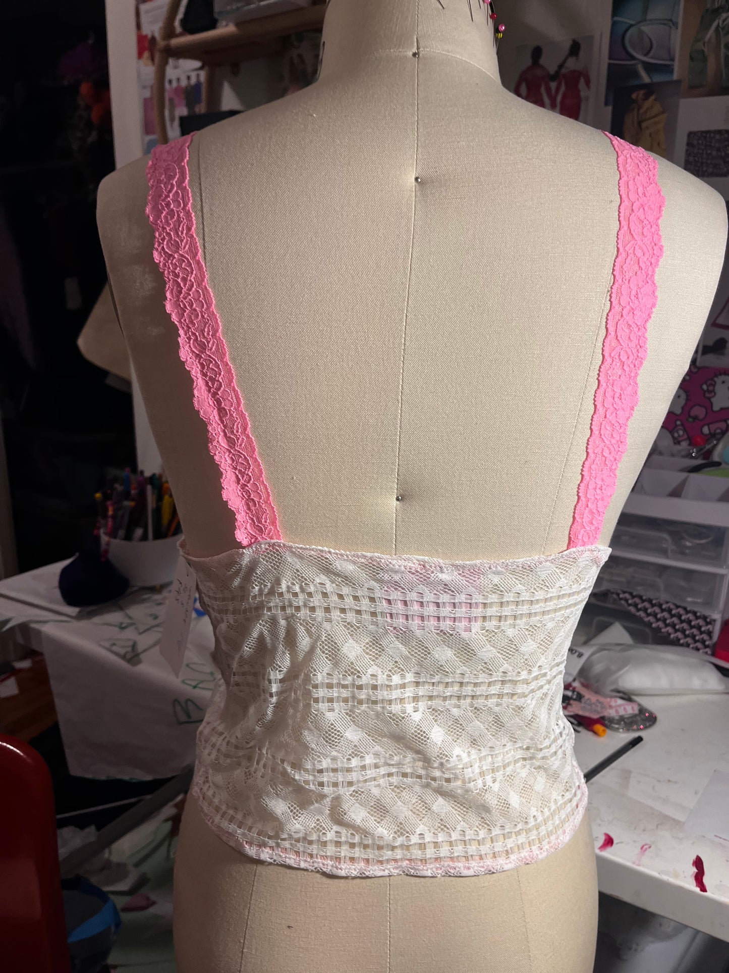 RTS Celeste Top (pink and white) (size s/m)