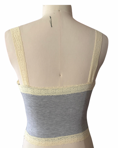 RTS Celeste Top— Heather Gray and Butter Yellow Sz M/L
