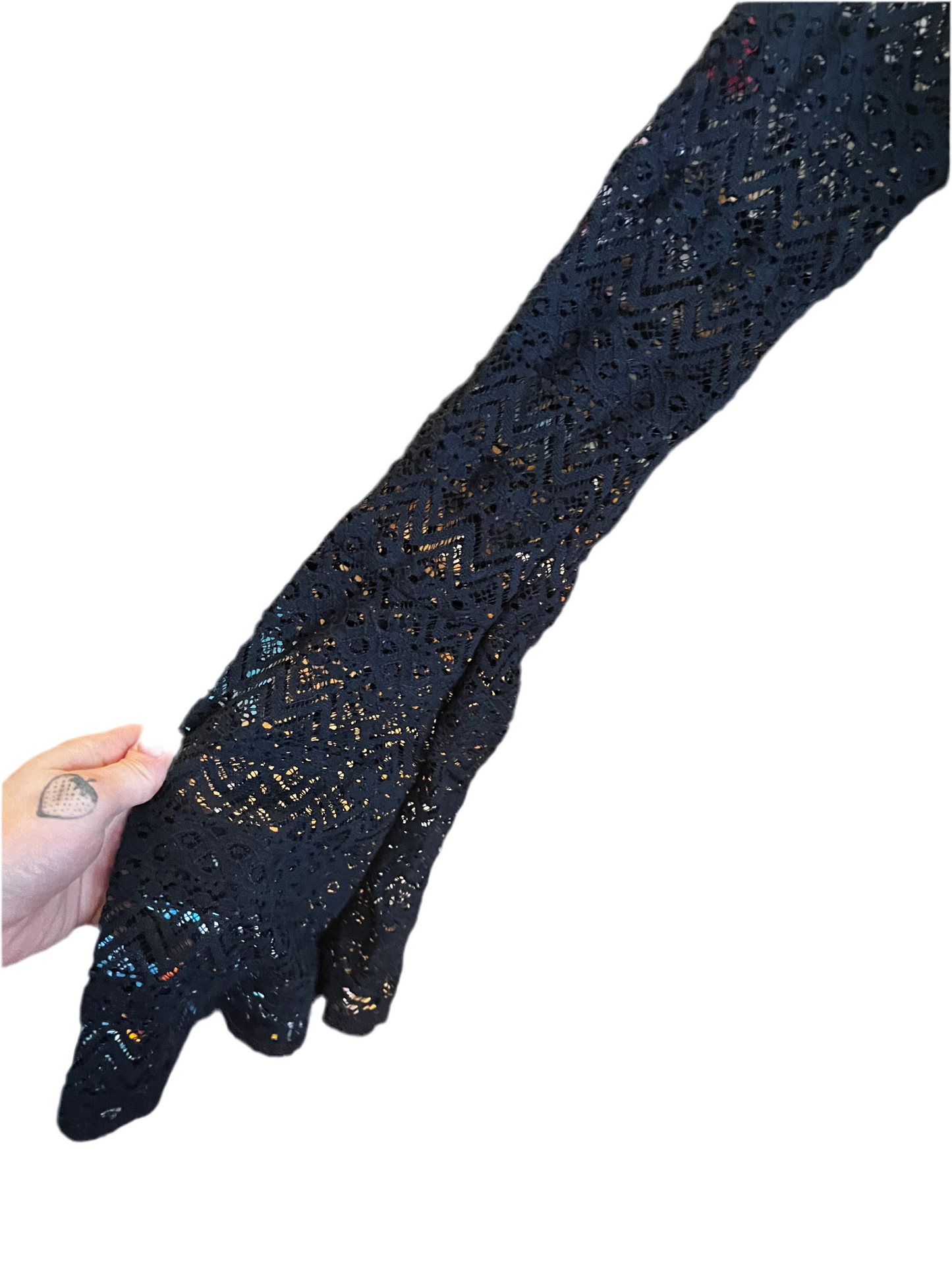 RTS Della Flare Raglan Sleeve (deep navy lace, beaded) Sz S/M