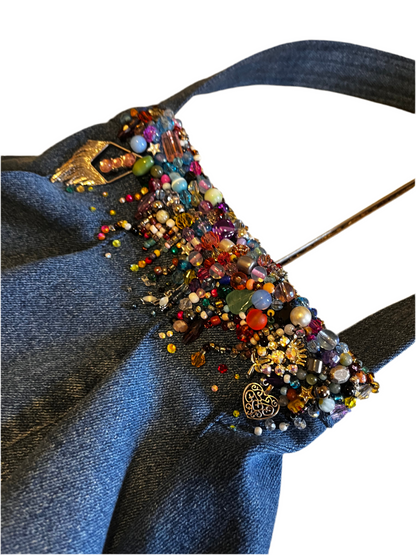 RTS Beaded Jurse (Blue Jean Skirt Purse)
