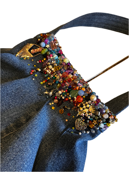 RTS Beaded Jurse (Blue Jean Skirt Purse)