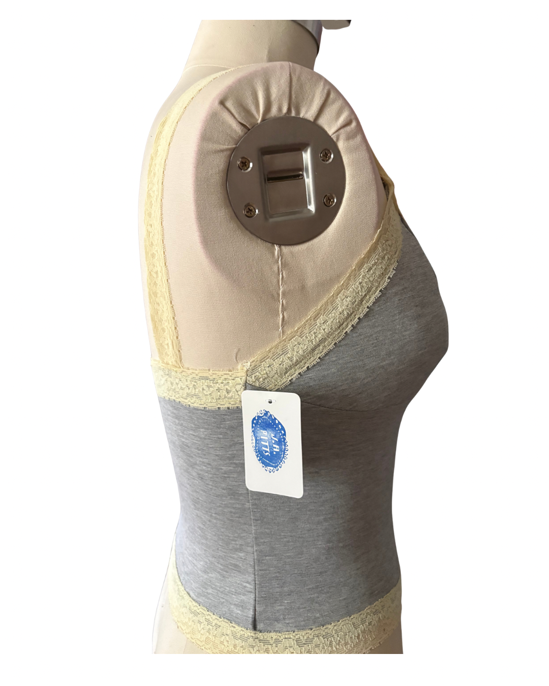 RTS Celeste Top— Heather Gray and Butter Yellow Sz M/L