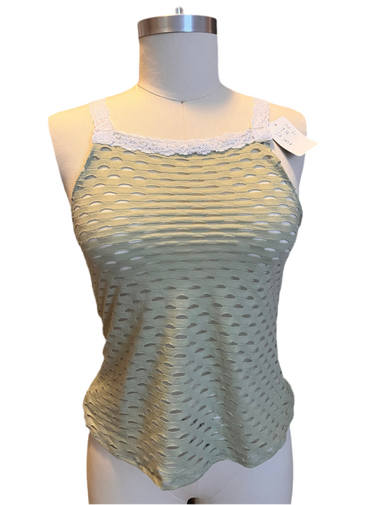 RTS Jill Tank (Green mesh with white lace) (sz L)