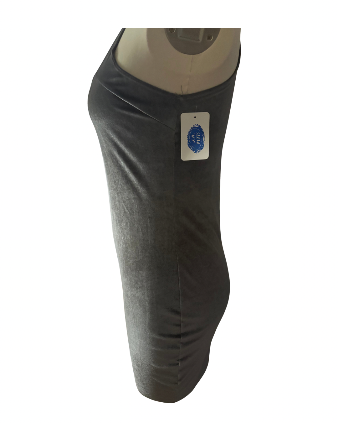 RTS Tina Dress—Gray Stretch Velvet Sz L