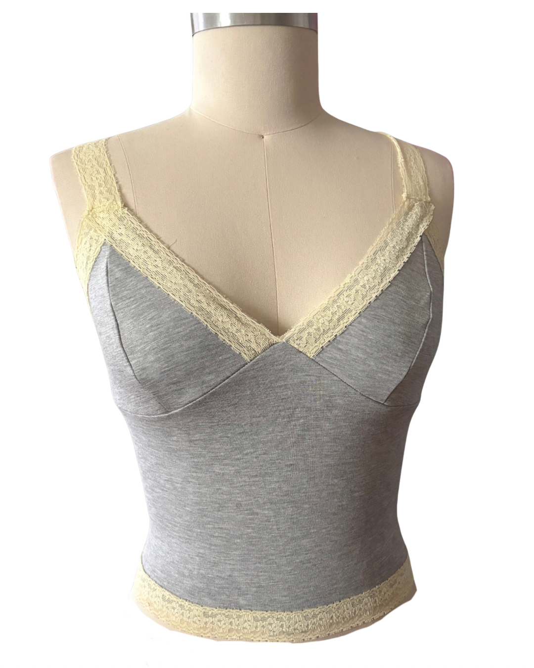 RTS Celeste Top— Heather Gray and Butter Yellow Sz M/L