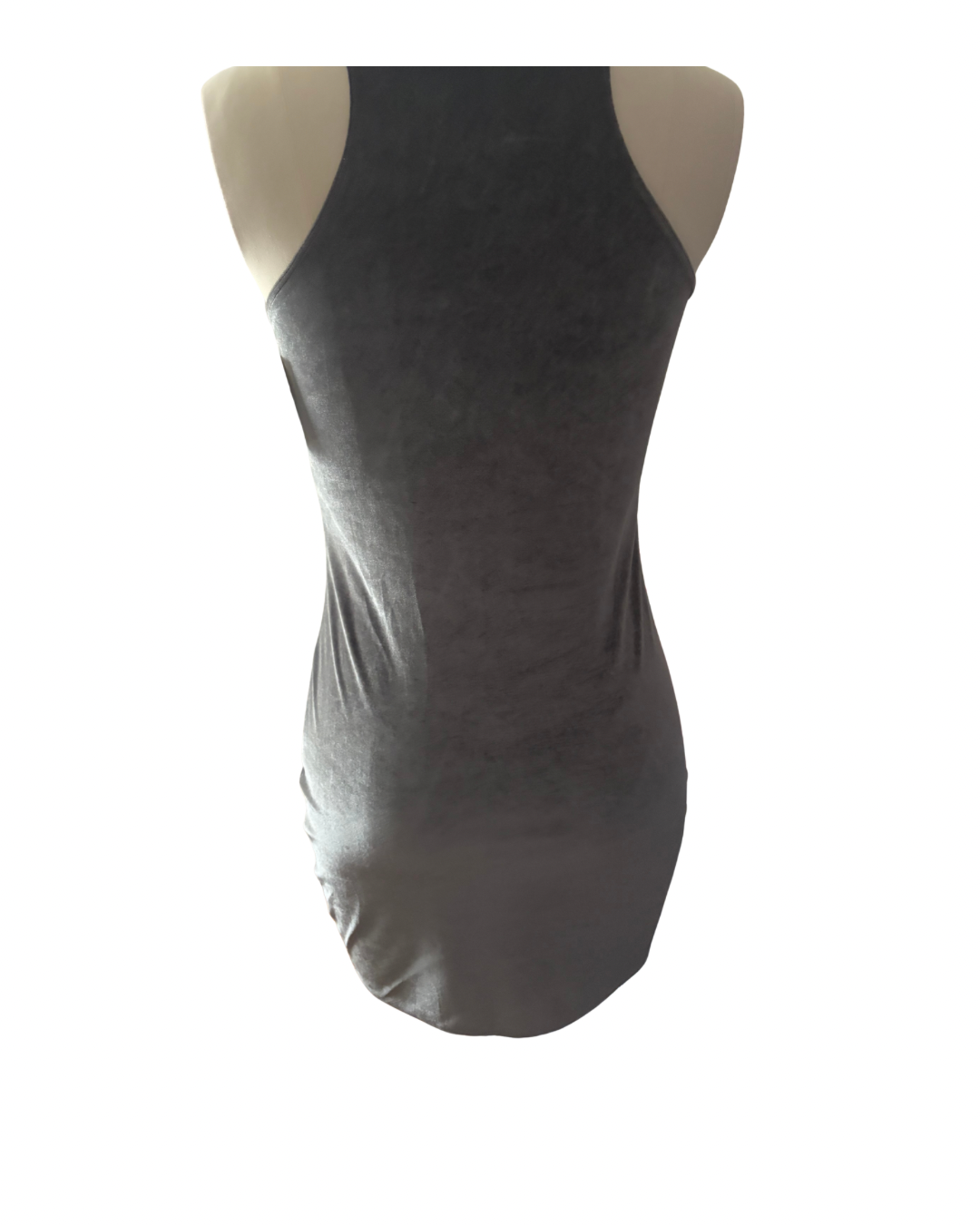 RTS Tina Dress—Gray Stretch Velvet Sz L