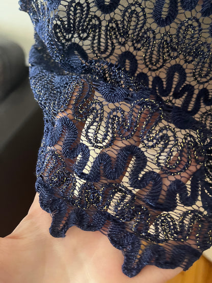 RTS Sz S LILY TOP (blue and gold knit)