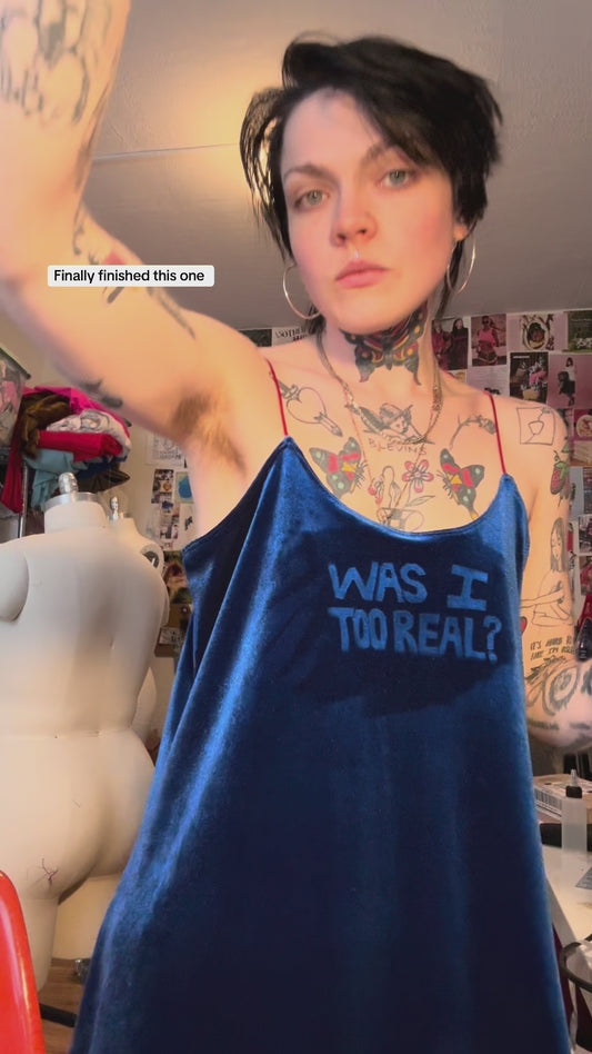 RTS Was I too real? velour mini dress (sz s/xs)